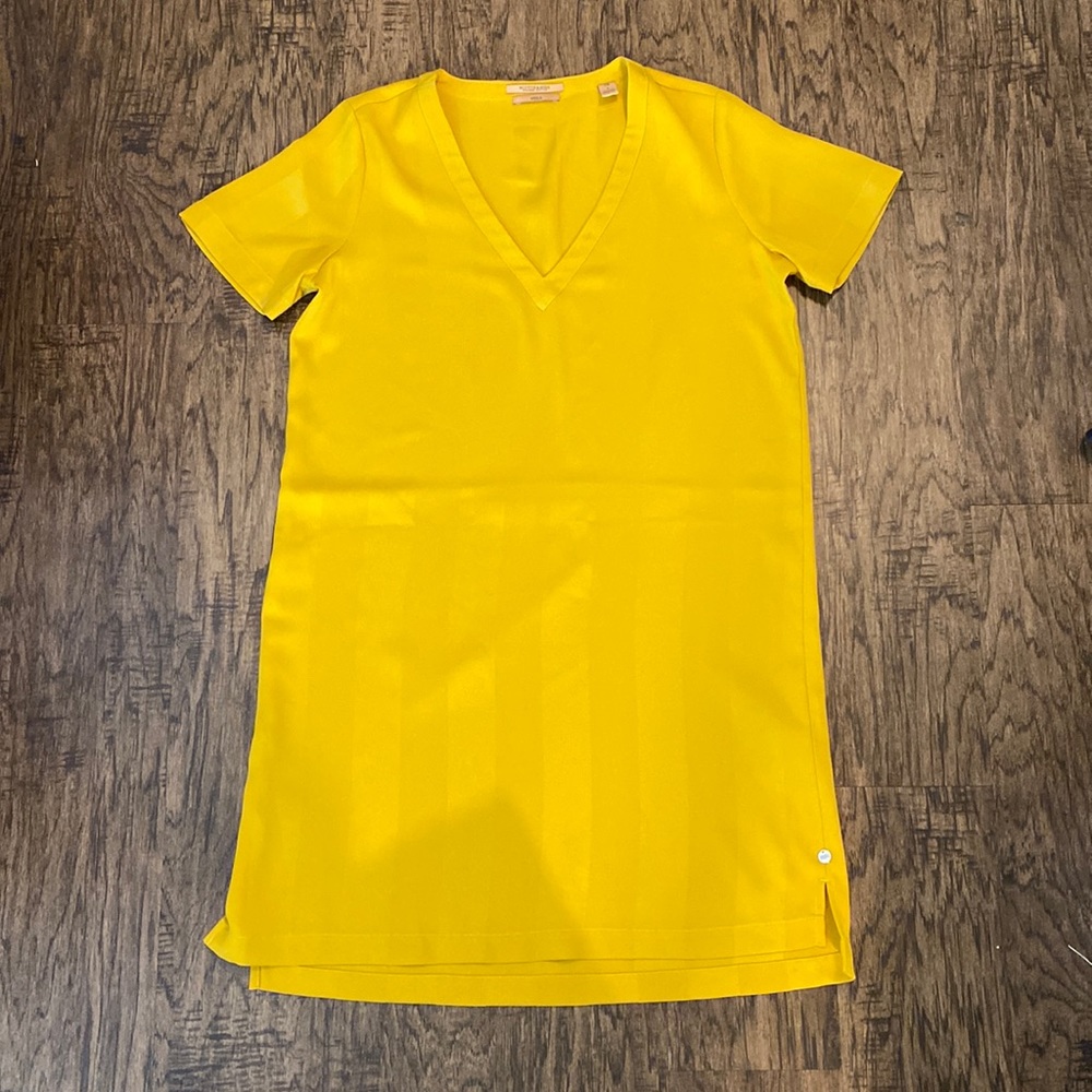 Scotch & Soda Yellow/Gold Satin Stripe Shirt Dress